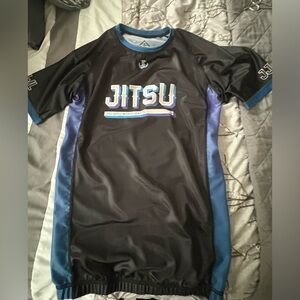 Men's Black and Blue Short Sleeve Rashguard